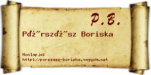 Pórszász Boriska névjegykártya